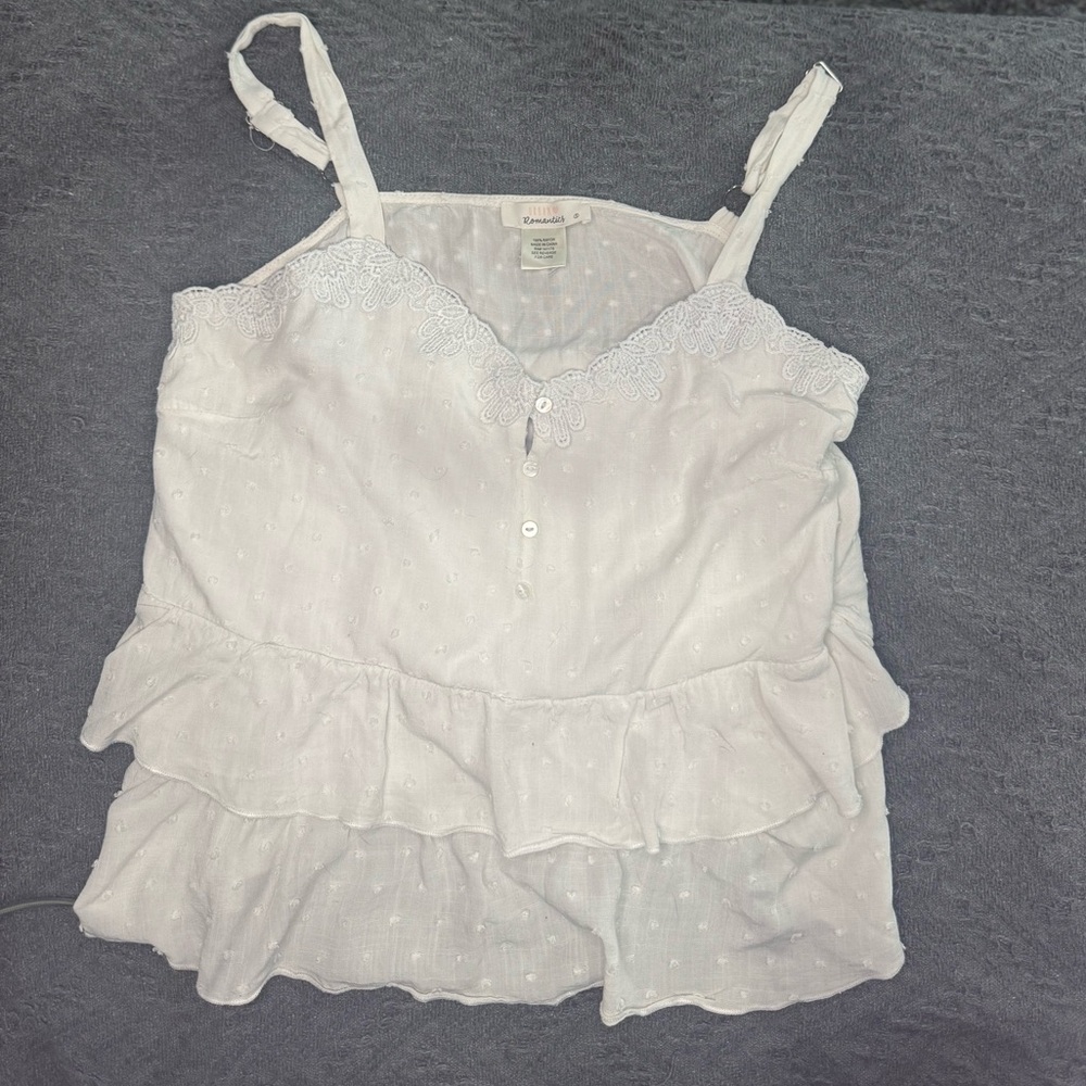 Women’s size small White Lace Trimmed Women's Top